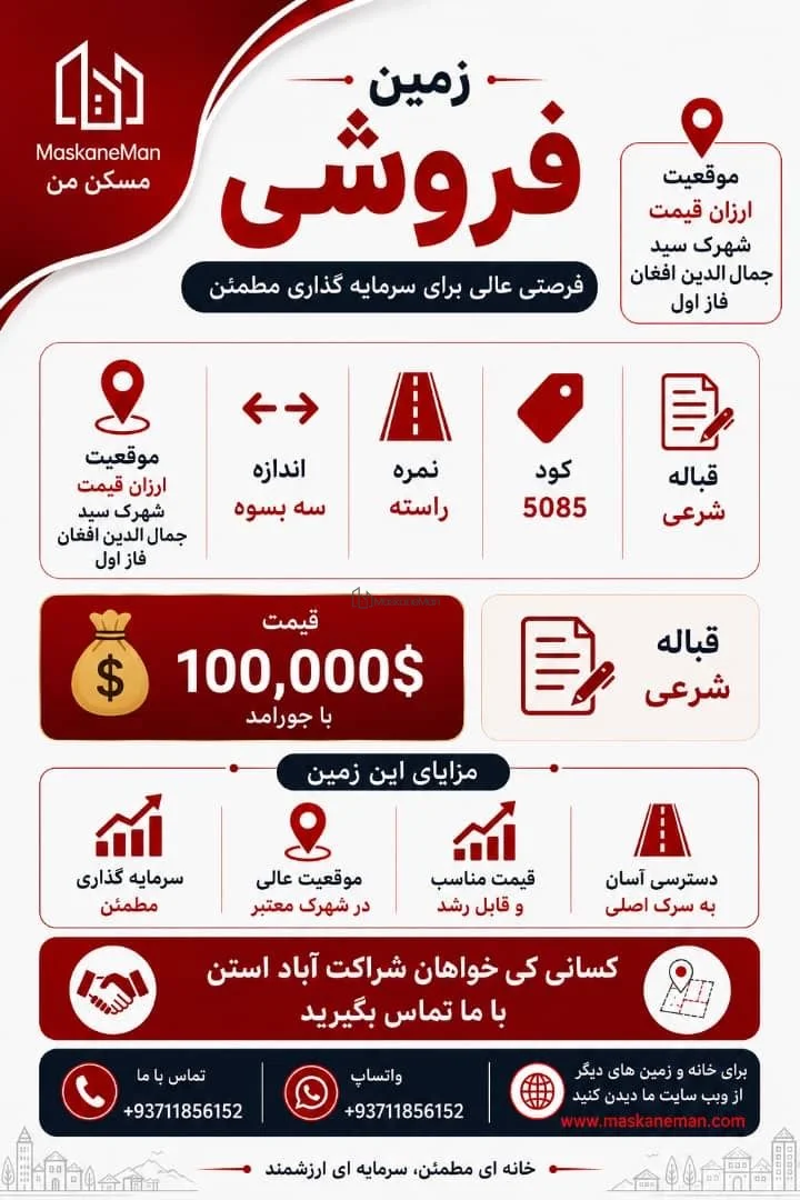 زمین رهایشی در احمدشاه بابا مینه، کابل